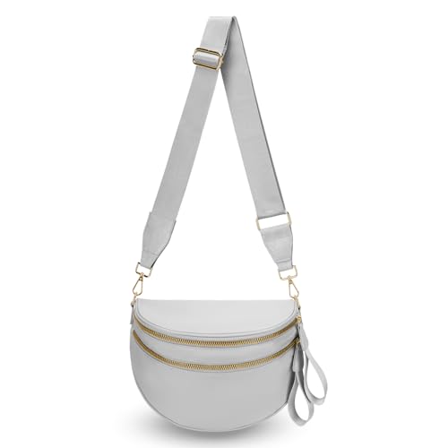 Image of WOOMADA Checkered Crossbody Bag Bum Bag for Women, Fanny Pack Checkered Purse, Belt Bag with Shoulder Strap(Grey)