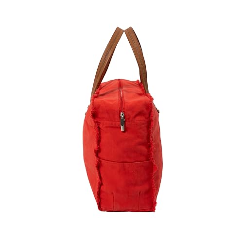 Pavilion Gift Company 16.5\" x 13\" Canvas Tote Purse Life Accessory Waterfront Lakeside Travel Bag Gifts for Boat Lovers, Red, White - Thumbnail 6
