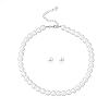 Femtindo Glass Pearl Necklace and Earring Set,Collar De Perlas para Mujer,Faux Pearl Jewelry Set for Women with Charm…