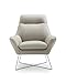 HomeRoots Light Grey Chair Light Gray Top Grain Italian Leather Stainless Steel Legs.