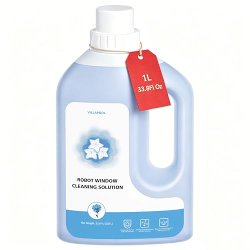 VILLAPOOL Window Cleaning Solution Compatible with ECOVACS WINBOT W3 Omni/ W2S/ W2S Omni/ W2 PRO Omni/W2 Omni/W2 PRO/W1 PRO/MINI/ MINI2 Cleaning Robot Multi-Surface Glass Cleaner 33.8Fl Oz(1L)