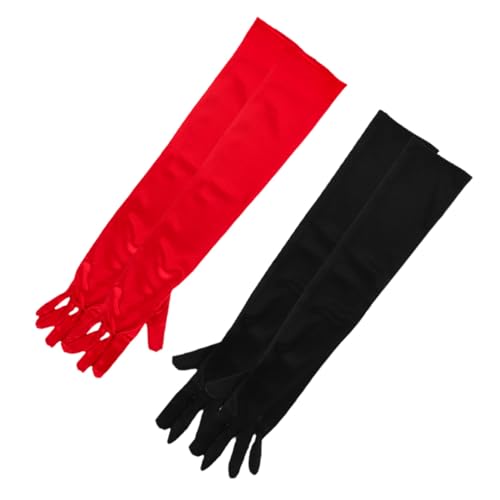 Guantes largos de satén Mikikit de dedos completos accesorio de alta costura para ópera