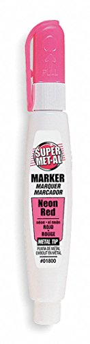 Super Met-Al 1296-1800, Neon Red Metal Tip Paint Marker, 1 Count (Pack of 1)