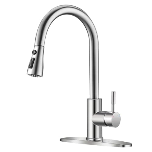 Brushed Nickel Kitchen Faucets with Pull Down Sprayer Kitchen Sink Faucet with Pull Out Sprayer...
