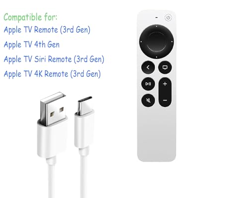 USB C Charger TV Remote Cable Fit for Apple TV 4K Siri Remote (3rd Gen), Apple TV4th Gen, iPhone 15 15 Pro Max 15 Plus Charger Cable Cord Replacement (6FT)