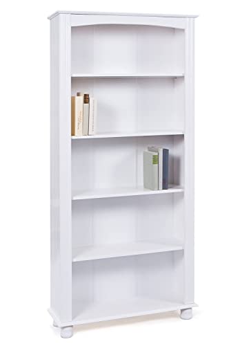 Dimensioni: 87 x 180 x 30 cm 13Casa Beckley, 4 scaffali Libreria, Pino, Bianco, 87x30x180 cm
