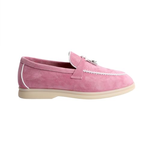 Image of XOBZJH Women's Leather Suede Loafers Flats - Slip-On Penny Loafers with Soft, Comfortable Driving & Dress Shoes for Casual Office Work All Day