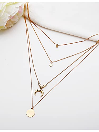 Moon Layered Necklace in Gold