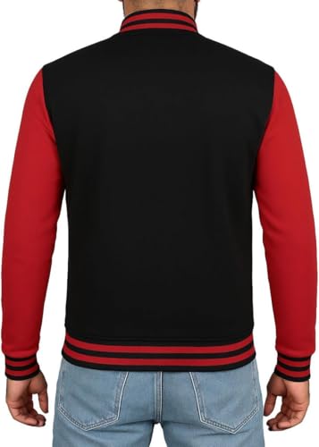 Men’s Varsity Jacket – Lightweight Fleece Letterman Bomber, Ribbed Collar & Cuffs–Casual Layer for Everyday Style3