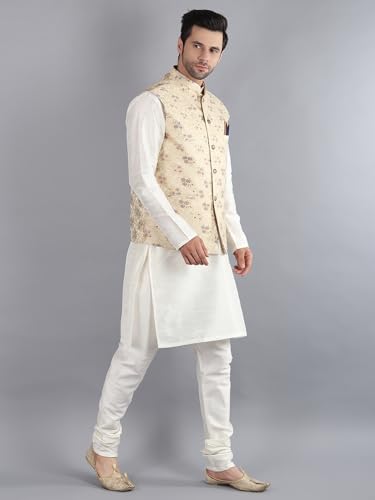Image of Uri and MacKenzie Men's Silk Blend Kurta Pajama with Designer Ethnic Nehru Jacket /Modi Jacket