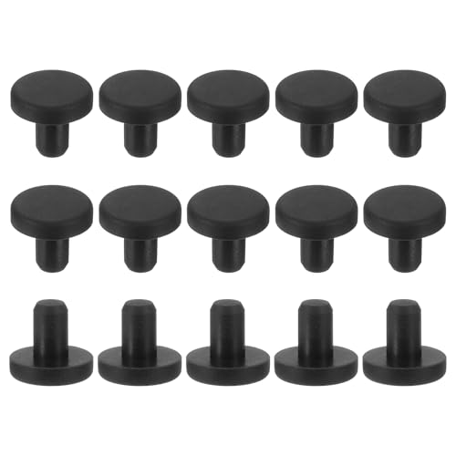 Image of uxcell 15Pcs Silicone Hole Plug, Waterproof Solid T-Shaped Rubber Stoppers Bottle Seal Tube Pipe Plug End Cap for 5mm /0.2 inch Hole for Bathtub Bottle, 0.31 inch Plug Height, Black