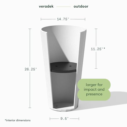 Image of Veradek Column Series Tall Planter - Tapered Outdoor Planter with Shelf