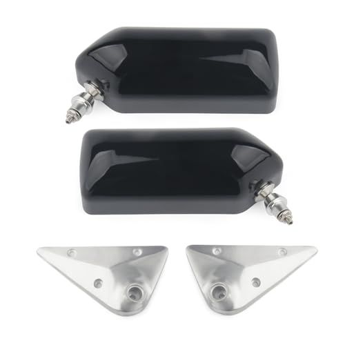 Rétroviseur latéral carré style F1 universel noir avec miroir bleu et support en métal 2 pièces
