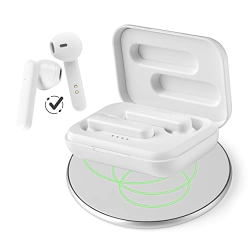 INTEMPO EE7068WCWHTPADSTKEU7 2 in 1 Set, Including Wireless Charging Pad and TWS Wireless Earphones, Earbuds with Bluetooth Technology, Up To 5 Hours Play Time, 10 W Output, Sleek White Finish