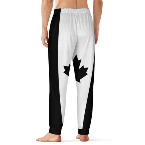 Black And White Canada Canadian Flag Men's Pajama Pants Lounge Pant Sleepwear PJ Bottoms2