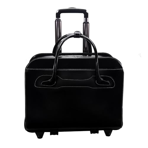 Image of McKleinUSA McKlein WILLOWBROOK, 17 inch Leather Detachable -Wheeled Ladies' Laptop /Computer & Tablet Business Briefcase Bag /Women's Rolling Overnight Travel Bag, Removable trolley case
