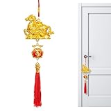 De Caballo | Amuleto Tridimensional De Caballo Dorado para La Buena Suerte,Chino De Año Nuevo Lunar con Borlas para La Prosperidad,para Pared Ventana Puerta Hogar Árbol Fiesta Bendición