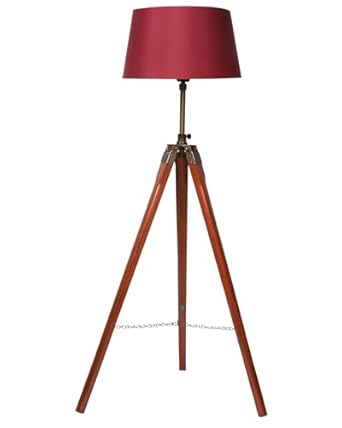 KRDVD Portable Incandescent Polished Tripod Floor Lamp Industrial Tall Standing Lamps for Living Room Bedroom Kidroom (Red)