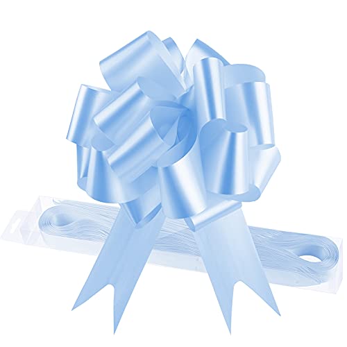 Ruisita Lot de 30 grands nœuds en ruban satiné avec ruban pour emballage cadeau de mariage, avec un diamètre de 11,9 cm (Bleu) Cover