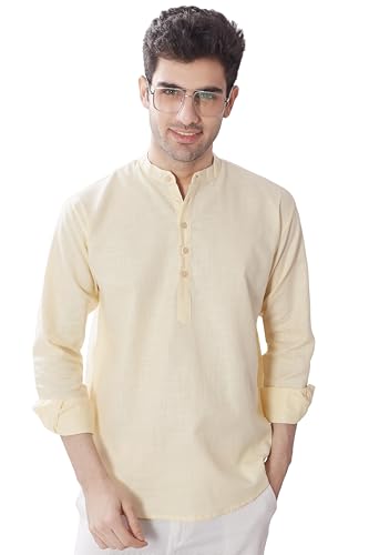 Image of DIVISIVE Men's Slim Fit Full Sleeves Cotton Short Kurta