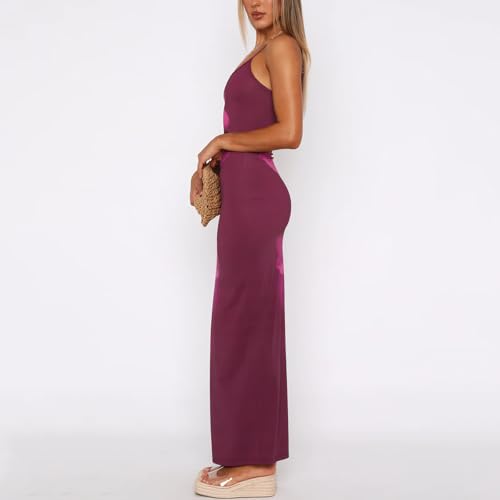 Image of Womens Summer Casual Floral Dresses Spaghetti Strap Bodycon Maxi Beach Dress Elegant Evening Party Long Dresses