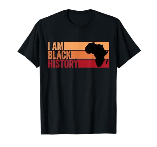 I AM BLACK STORY Vintage Retro Nero Mese Storia Maglietta