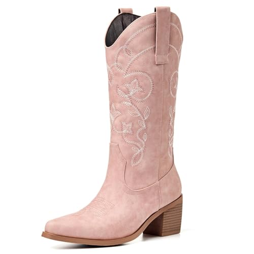 Image of Cowboy Boots for Women, Pointed Toe Chunky Heel | All-day walking comfort design, versatile for daily outfits, country music festivals and western style occasions