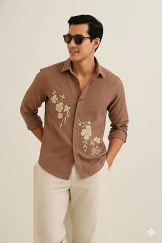 Image of Lymio Men Shirt | Premium Embroidered Shirt for Men | Long Sleeve Slim Fit Casual Shirts for Men | Trendy Wedding & Festive Ready (Packs Also Available) (01-04)