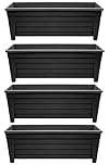Optimal Products Long Trough 55cm Plant Pot Plastic Planter Indoor Home Outdoor Garden Window Herb Flower Box (4 Trough, Ebony/Black)