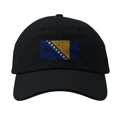 Casquette Drapeau Bosnie-Herzégovine Noir coton ajustable