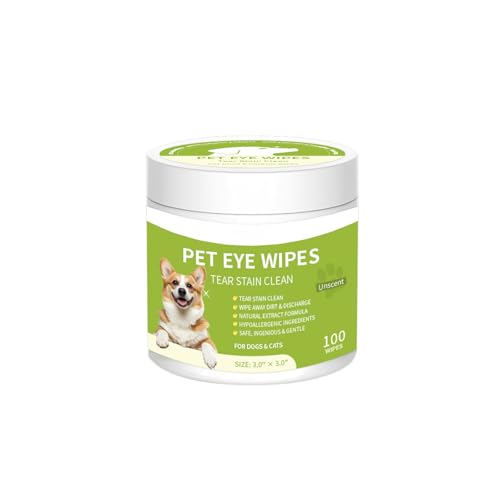 Dog Eye Wipes, Angel Tear Stain Remover for All Dogs & Cats – & Eye Wipes for Dogs, Pet Eye Cleaner Wipes with Enzymes for Discharge, Crust, Mucus & Debris, Coconut (100) RmG452 (Green, 7cm)