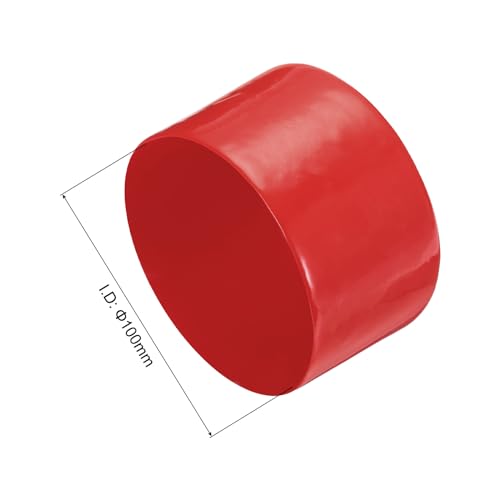 Image of uxcell 4pcs Rubber End Caps 100mm ID Vinyl Round End Cap Cover Screw Thread Protectors Red, 50mm Height