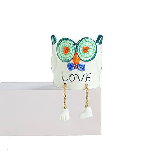 DIYOMR-Smooth-Glazed-Ceramic-Planter-with-Hanging-Leg-Cute-Cartoon-Flower-Plant-Pots-Drainage-Hole-Small-Succulent-Pots-for-Mini-Flower-Planters-Cactus-Plants-Not-Include-Owl DIYOMR Smooth Glazed Ceramic Planter with Hanging Leg Cute Cartoon Flower Plant Pots Drainage Hole Small Succulent Pots for Mini Flower Planters Cactus Plants Not Include Owl