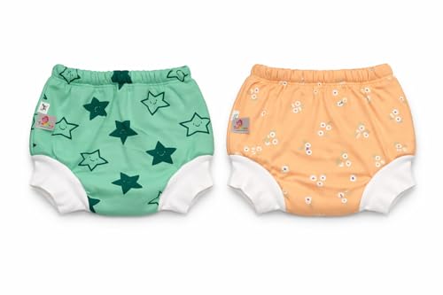 Image of Premium Baby Diaper Pants / Potty Training Panties / Padded Underwear for 0 - 4 Years | Soft, Washable & Reusable Cotton Nappies for Boys & Girls | Leakproof, Absorbent & Breathable | 2 /3 /4 Pack | Leakproof, Absorbent (Premium With Rib, 0-1 years, 2, count)