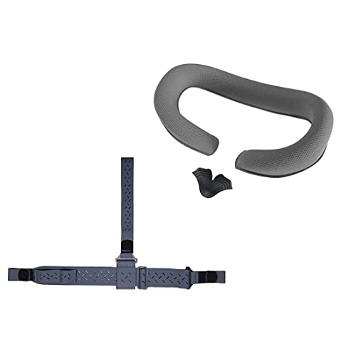 FEICHAO Éponge anti-fuite pour le visage et les yeux - Compatible avec les lunettes D·J·I V1 V2 (gris, œilleton + bandeau à trois points)