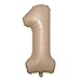 40 inch Caramel Cream Color Number Balloons 0-9 Large Digital Foil Helium Brown Beige Balloon Happy Birthday Party Decoration (40 inch Caramel 1)