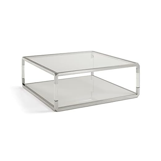 Modus Furniture Coffee Table, Square, Jasper - Acrylic/White Glass/Stainless Steel