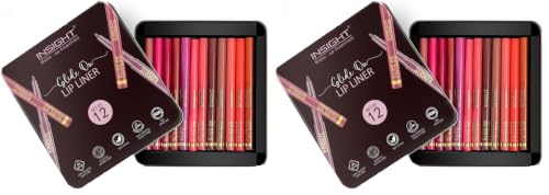 Image of INSIGHT Glide On Lip Liner Set of 12 - Intensely Pigmented, Ultra Smooth Texture, Long-Lasting, Weightless Formula - 0.3 g Each (Pack of 2)