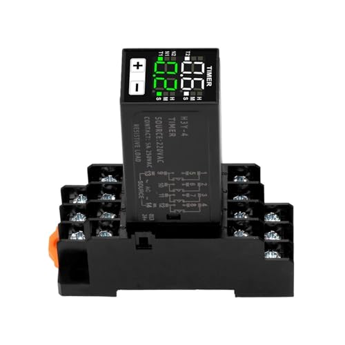Relé temporizador H3Y-4 AC220V de retardo con pantalla digital y bases para control de ciclos