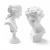KAKABUBBLE Mini Harz-Büste in Gipsoptik│Handgefertigte Kunstskulptur│Moderne Deko für Zuhause & Büro│Zeichenmodell für Skizzen & DIY│Kreatives Geschenk (6 cm David-Büste und 7 cm Venus-Büste.)