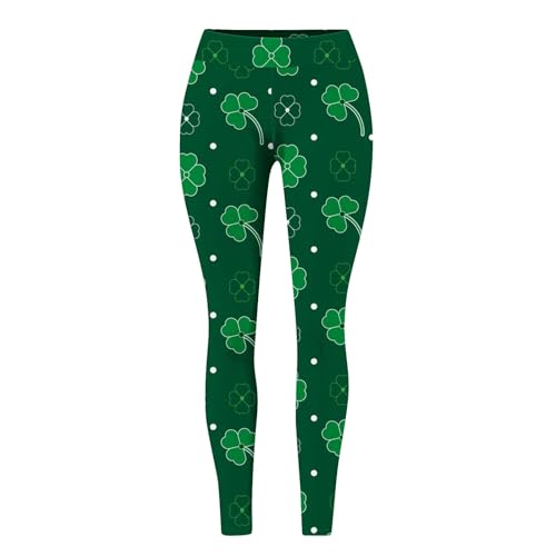 Leggings de San Patricio elásticos que no se bajan con cintura alta verde 4