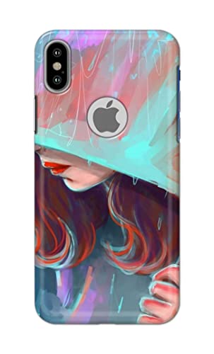 Image of PRINTFIDAA Pretty Woman Under The Umbrella Painting Printed Designer Hard Case for Apple iPhone X Logo /iPhone 10 / iPhone Ten /iPhone Xs Logo Back Cover -(e) RPM1007