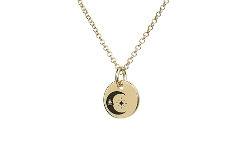 Collier Mystique Personnalisé avec pendentif rond gravé lune en acier inoxydable pour femme