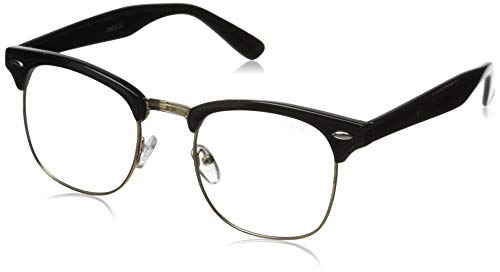 zeroUV - Vintage Inspired Classic Horn Rimmed Nerd Horn Rimmed UV400 Clear Lens Glasses (Clear | Black-Gold)