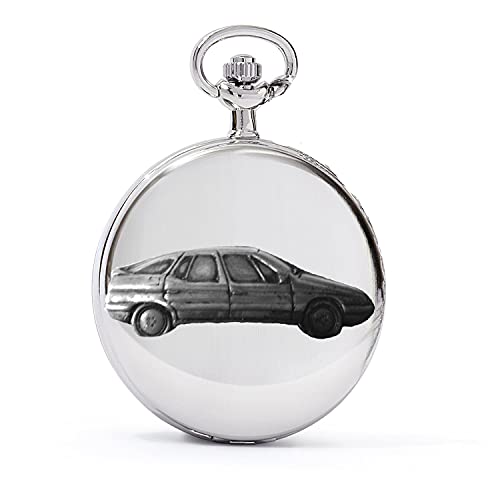 Montre gousset à quartz XM ref50 argent poli motif voiture française