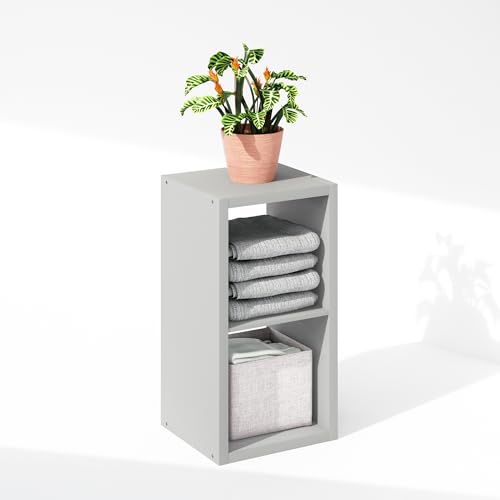 Image of Furinno Cubic Extra Thick 2-Cube Closet Organizers and Storage, Light Grey | 14.6 x 16 x 30 in, Open Shelf Closet Storage, Closet Organizer, for Wardrobe, Bedroom, Living Room