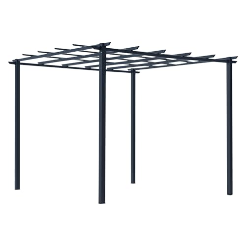 Outsunny 3 x 3 Meter Metal Pergola Garden Gazebo Grape Trellis for Climbing Plants Outdoor Sun Shelter Arbours