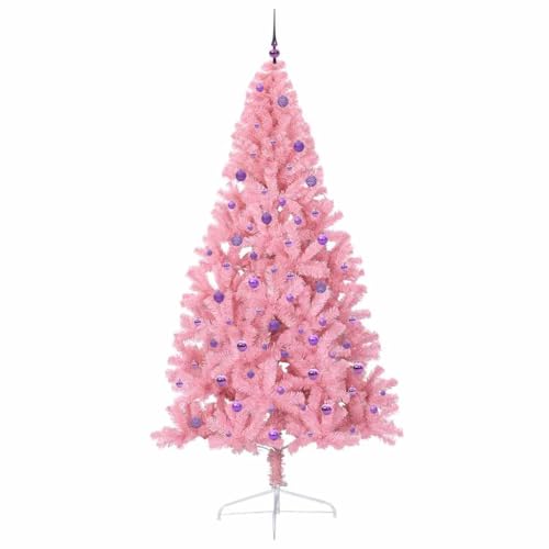 Árbol de Navidad artificial rosa de 240 cm con luces LED decorativas 4