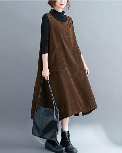 Velours côtelé doux robe pull à col rond ellazhu confortable - 2