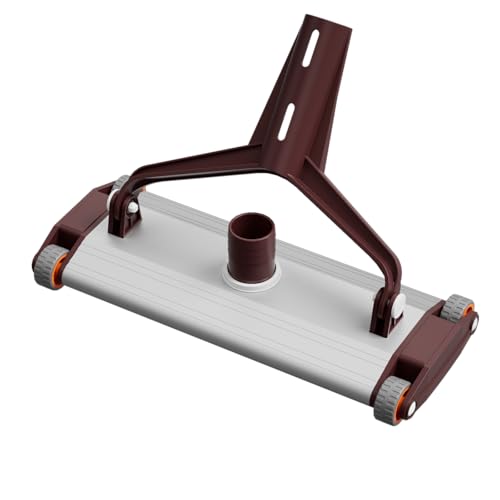Limpiafondos de Aluminio AQUAPOOL Pro Manual para Piscinas, 33 cm, con 4 Ruedas de Goma y Cepillo de Nylon (33 cm PALOMILLA)